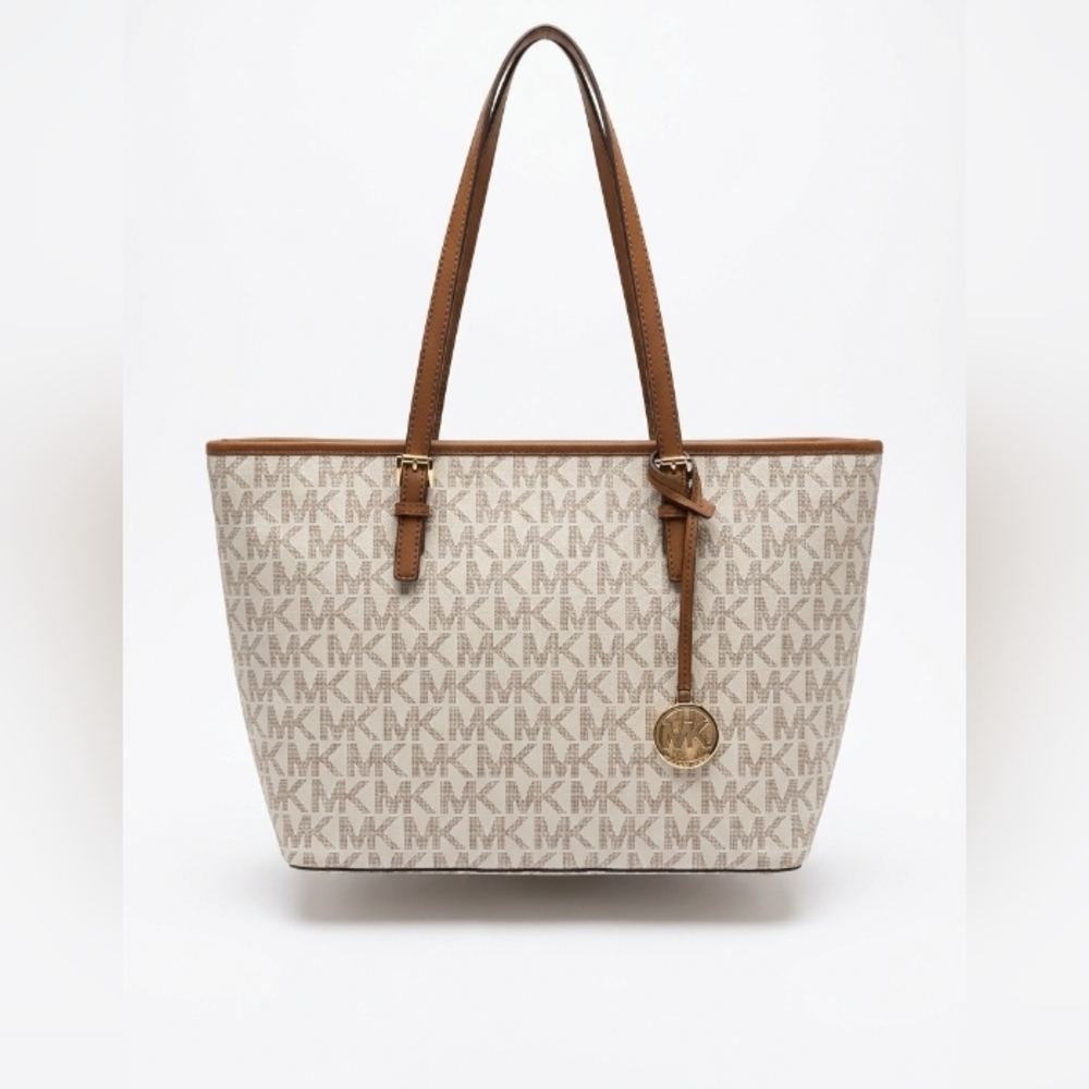 Michael Kors Jet Set Large Logo Tote Bag In Vanilla~New With Tags